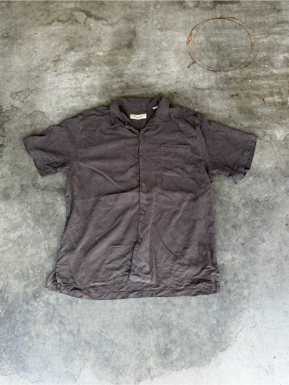 Tommy Bahama Shirt Short Sleeve Brown Silk Beach Men’s XL